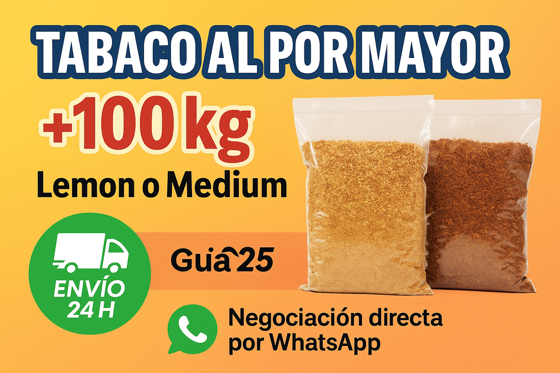 Tabaco de liar al por mayor 2025 – Lemon o Medium desde +100 kg con envío 24h y negociación por WhatsApp